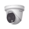 Turret IP Dual / Térmica 1.8 mm (160 x 120) / Óptico 2 mm (4 Megapixel) / Detección de Personas 53 mts / 15 mts IR / Micro SD 32 GB Incluida / Exterior IP67 / PoE / Termométrica / Detección de Temperatura / Sirena y Luz