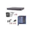 KIT TurboHD 1080p / DVR 16 Canales / 16 Cámaras Bala (exterior 2.8 mm) / Transceptores / Conectores / Fuente de Poder Profesional