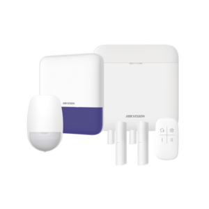 (AX PRO) KIT de Alarma AX PRO con GSM (3G/4G) / Incluye: 1 Hub con bateria de respaldo / 1 Sensores PIR / 2 Contactos Magnéticos / 1 Control Remoto / 1 Sirena Inalambrica Exterior / WiFi / Compatible con Hik-Connect P2P