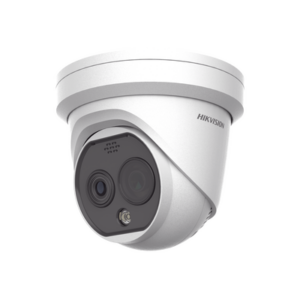 Turret IP Dual / Térmica 6.9 mm (256 x 192) / Óptico 6.4 mm (4 Megapixel) / Termométrica / Detección de Temperatura / PoE /Exterior IP66 / Sirena y Luz Intermitente Integrada / MicroSD