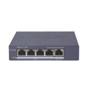 Switch Gigabit PoE+ / Administrable / 4 Puertos 1000 Mbps PoE+ / 1 Puerto 1000 Mbps Uplink / Configuración Nube Hik-PartnerPro / Modo Extendido hasta 300 Metros / 60 Watts