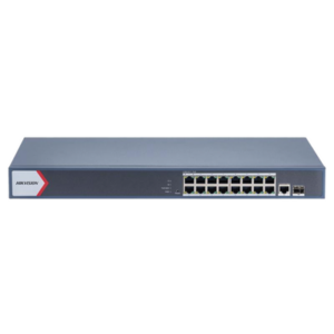 Switch Gigabit PoE+ / Administrable / 16 Puertos 1000 Mbps PoE+ / 1 Puerto 1000 Mbps de Uplink / 1 Puerto SFP /  Configuración Remota desde Hik-PartnerPro / Modo Extendido hasta 300 Metros / 130 Watts