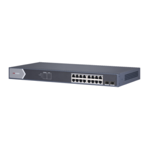 Switch Gigabit PoE+ / Monitoreable / 16 Puertos 1000 Mbps PoE+ / 1 Puerto 1000 Mbps de Uplink / 1 Puerto SFP /  Configuración Remota desde Hik-PartnerPro / Modo Extendido hasta 300 Metros / 130 Watts