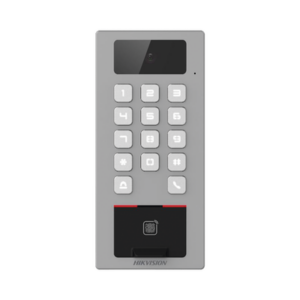 Lector Biometrico con Teclado para Exterior Antivandálico IP65 & IK09 con función de Videoportero Multiapartamento /  Huella, Tarjeta, Código QR, PIN o App HikConnect  / Cámara 2 MP compatible con NVRs / Soporta biom