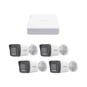 Kit IP 1080p (2 Megapixel) / NVR de 4 Canales con 4 Puertos PoE / 4 Cámaras IP Bala ColorVu Lite y ACUSENSE Lite / Micrófono Integrado