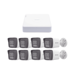 Kit IP 1080p (2 Megapixel) / NVR de 8 Canales con 8 Puertos PoE / 8 Cámaras IP Bala ColorVu Lite y ACUSENSE Lite / Micrófono Integrado